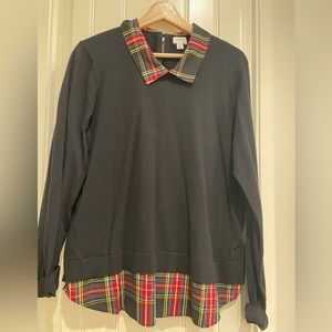 J. Crew woven collar plaid sweater. Size XL